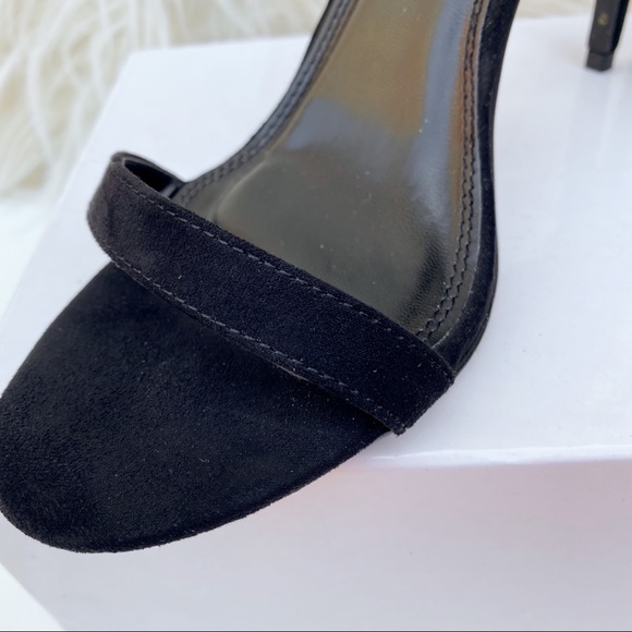 Lulus Black Vegan Suede Strap Heel | Fit size 8 - Picture 4 of 5
